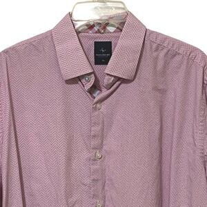 Tailorbyrd Mens Flip Cuff Button Up Casual Dress Shirt XL Pink Geometric Preppy